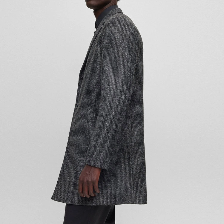 HUGO BOSS Slim-Fit Patterned Coat With Zip-Up Inner