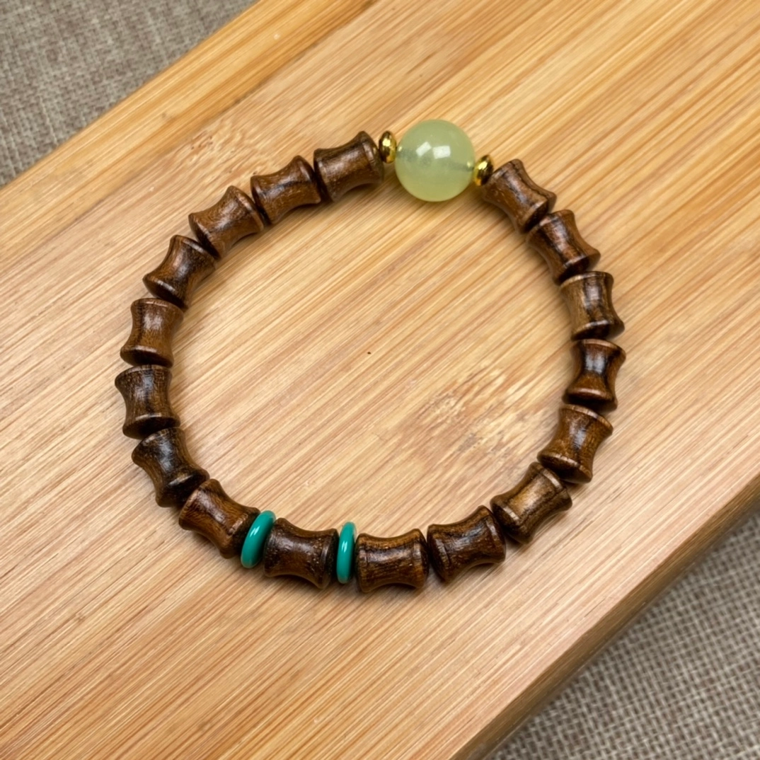 中藏 中藏 节节高升考研考试上岸竹节夜明珠  新中式文玩 小众高级感虎皮檀竹节手串 木质 手串 男女同款情侣款 檀木