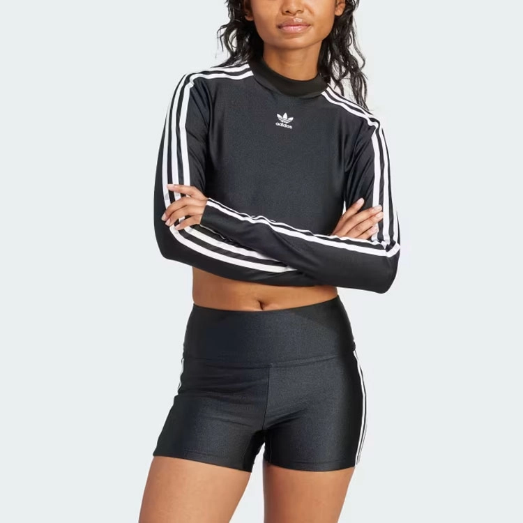 adidas originals 3-Stripes 3-Stripes Cropped Long-Sleeve Top T