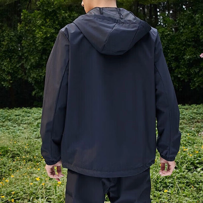 乔丹 纯色连帽防风运动夹克 男款 黑色