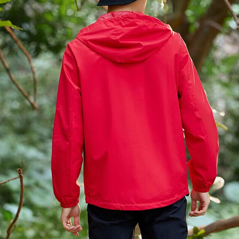 乔丹 纯色连帽防风运动夹克 男款 活力红