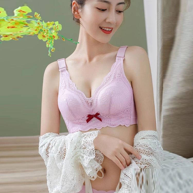 浪莎 聚拢收副乳防下垂蕾丝大胸显小上托无钢圈调整型文胸