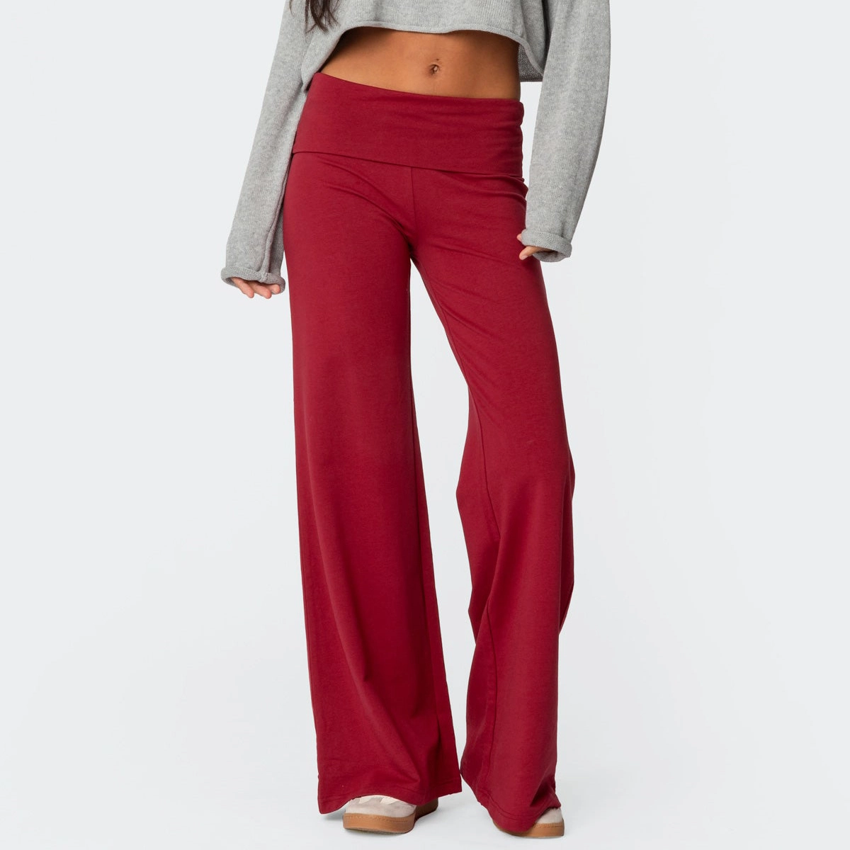 edikted Wide Leg Fold Over Pants