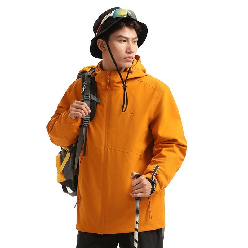 匹克  可拆卸内胆三合一户外旅游连帽登山  防水防风防紫外线耐磨超轻防泼水冲锋衣 男款 棕桔黄