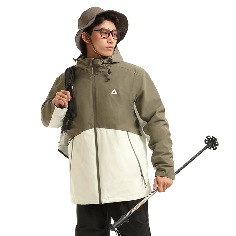匹克  可拆卸内胆户外旅游连帽登山服三合一  防水防风防紫外线耐磨超轻防泼水冲锋衣 男款 暗苔绿