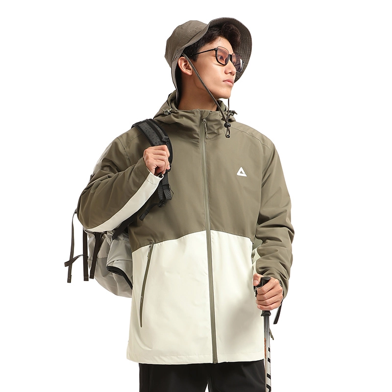 匹克  可拆卸内胆户外旅游连帽登山服三合一  防水防风防紫外线耐磨超轻防泼水冲锋衣 男款 暗苔绿