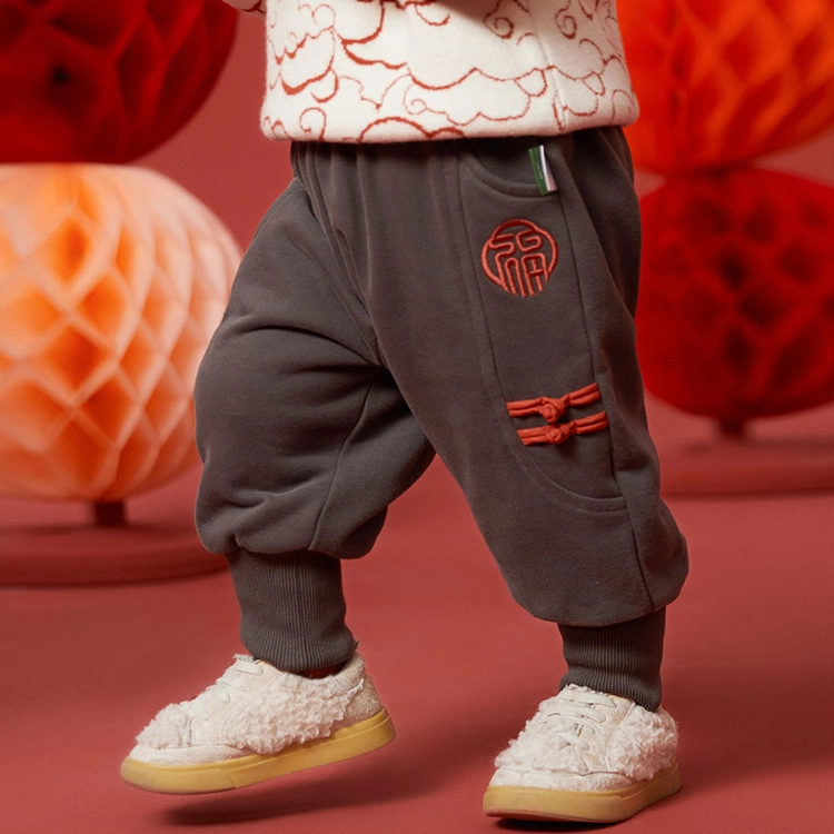 啊咪啦 童装 束脚松紧刺绣休闲裤 男童女童