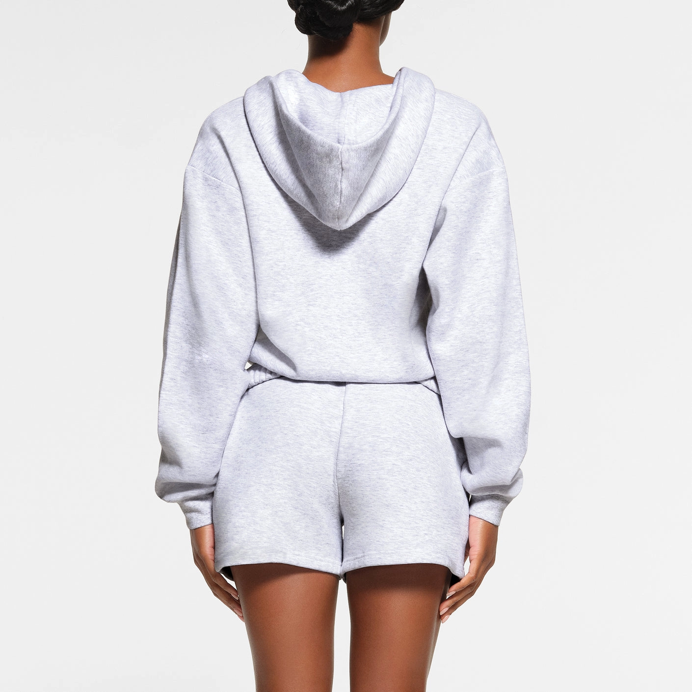 SKIMS COTTON FLEECE CLASSIC ZIP UP HOODIE LIGHT HEATHER GREY