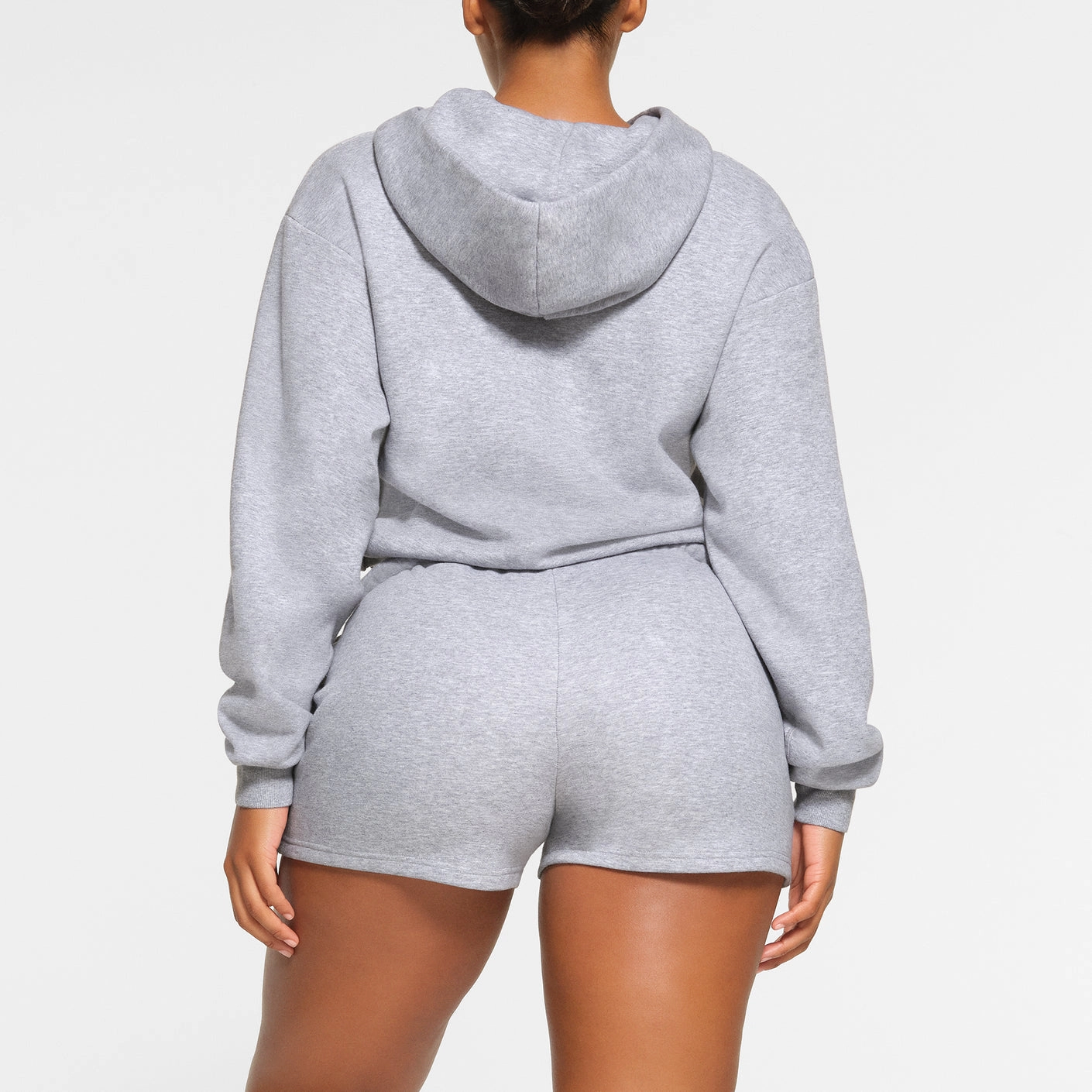 SKIMS COTTON FLEECE CLASSIC ZIP UP HOODIE HEATHER GREY