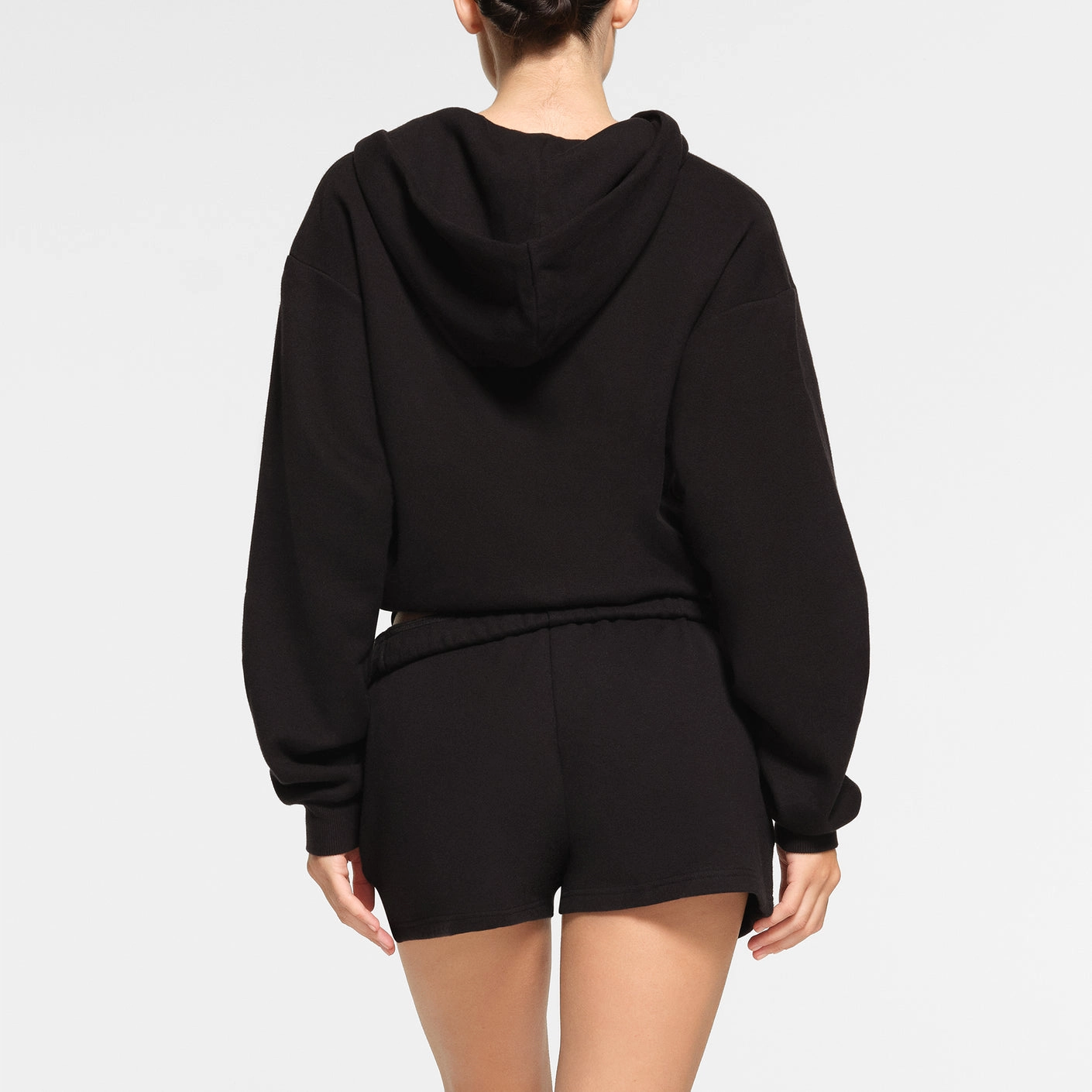 SKIMS COTTON FLEECE CLASSIC ZIP UP HOODIE ONYX