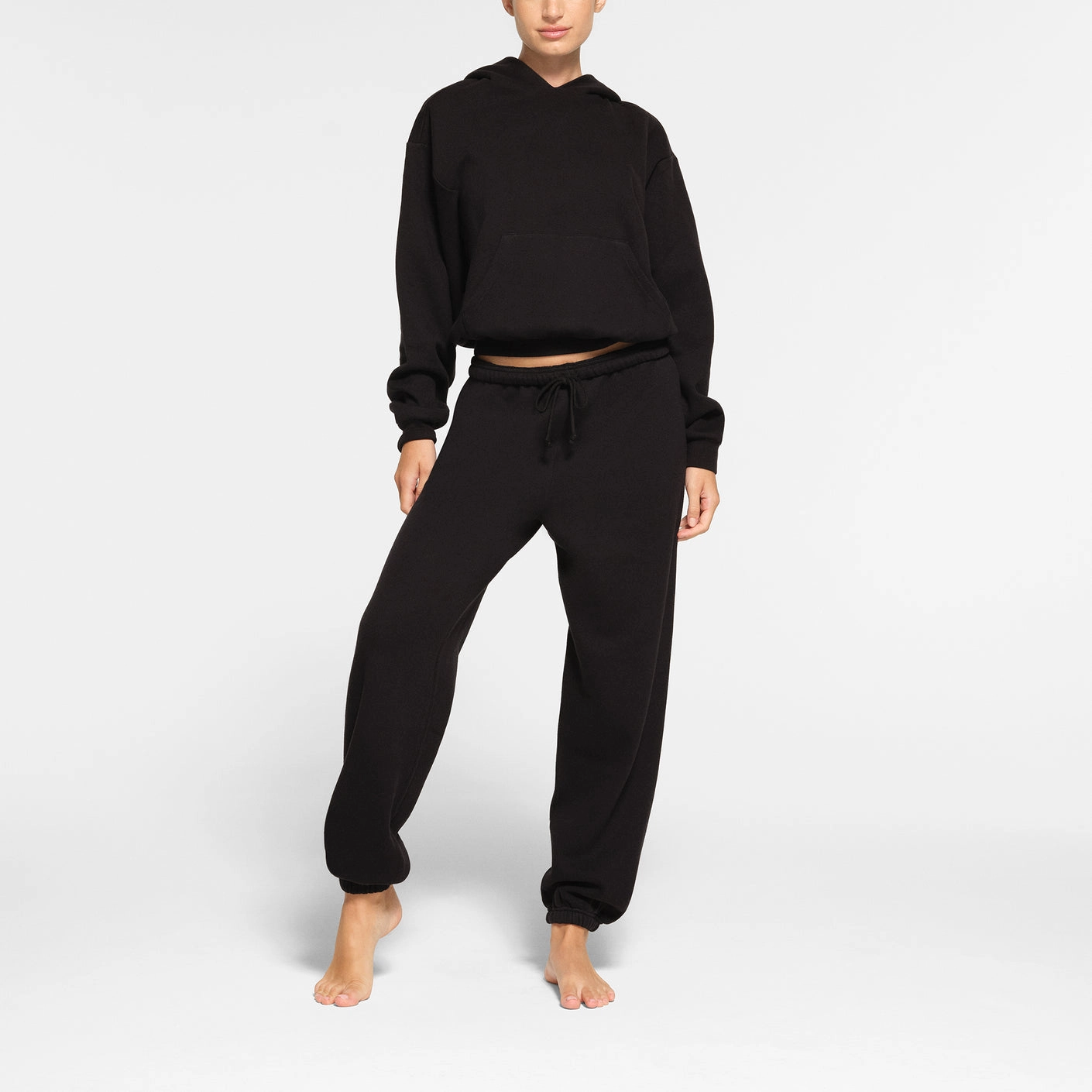 skims COTTON FLEECE CLASSIC HOODIE ONYX