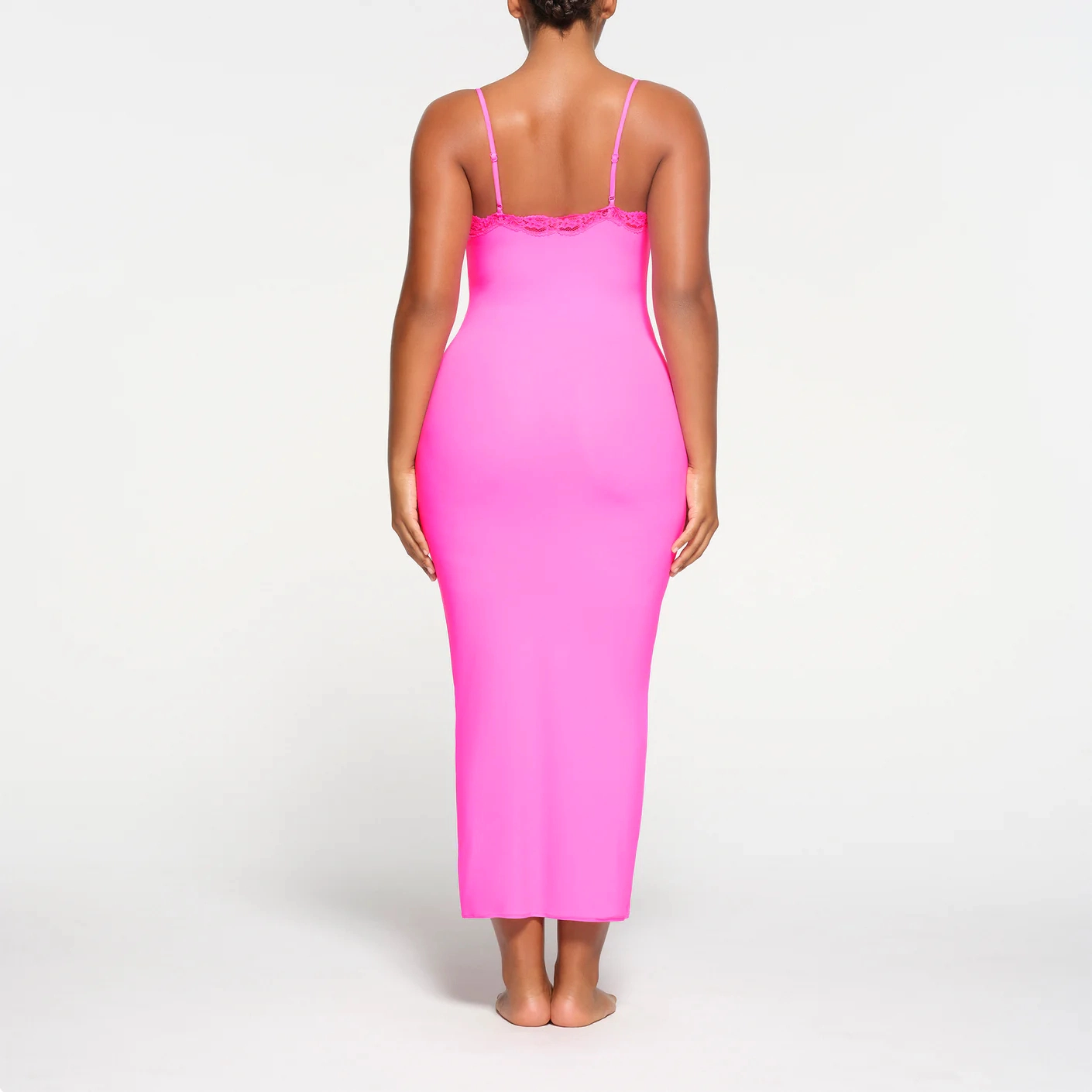SKIMS FITS EVERYBODY LACE LONG SLIP DRESS TAFFY TONAL