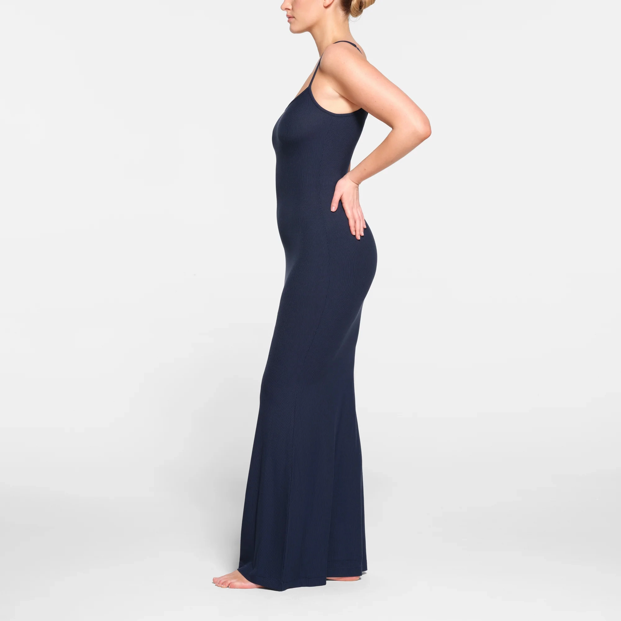 SKIMS SOFT LOUNGE LONG SLIP DRESS NAVY