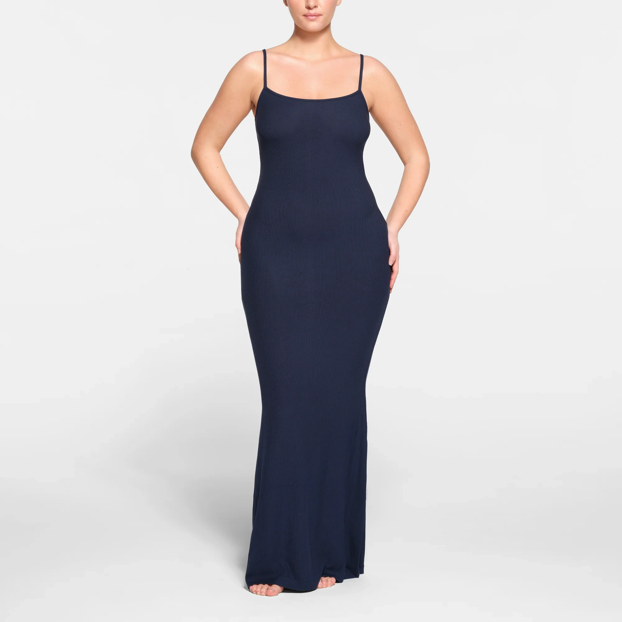 SKIMS SOFT LOUNGE LONG SLIP DRESS NAVY