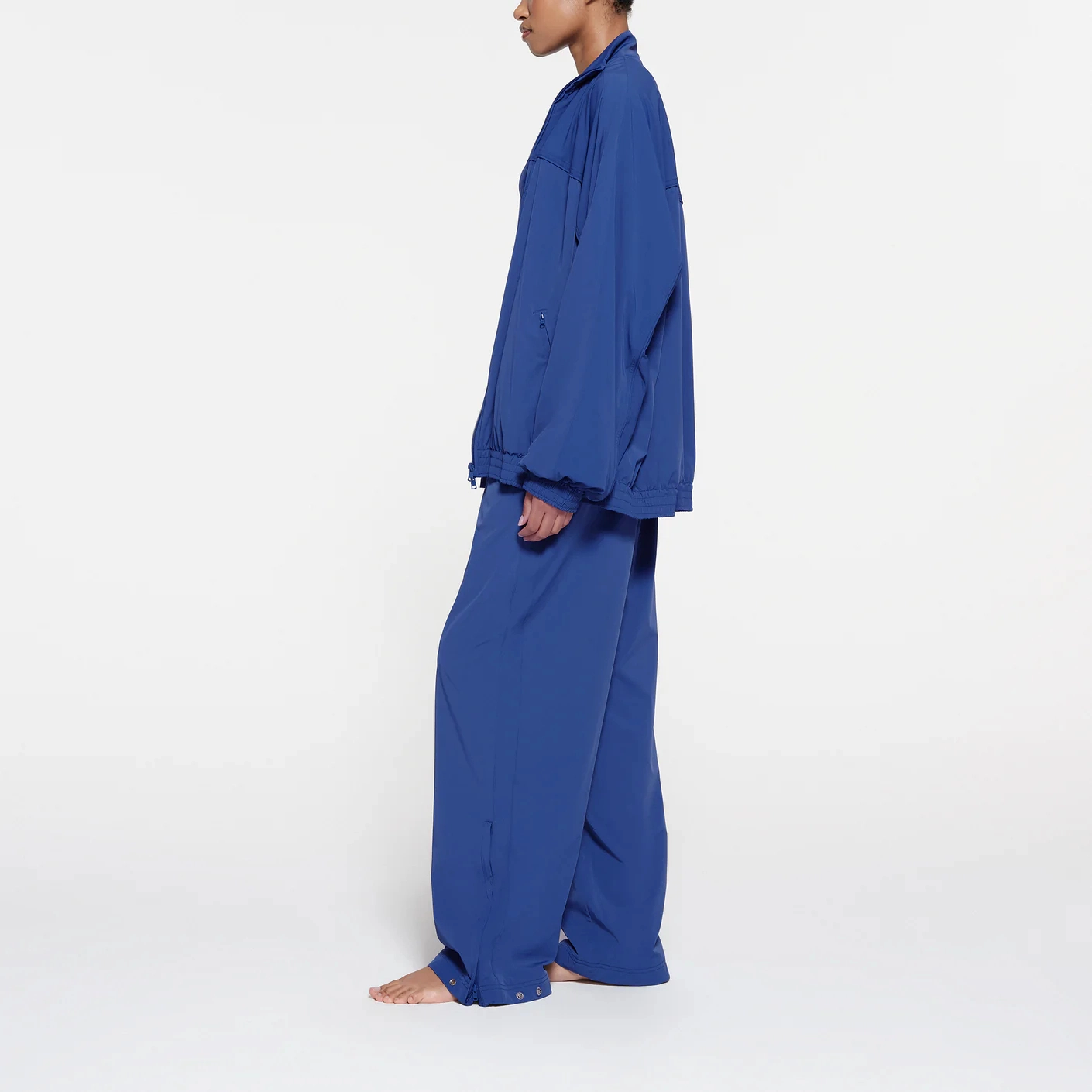 SKIMS TRACK WOVEN NYLON OVERSIZED JACKET COBALT
