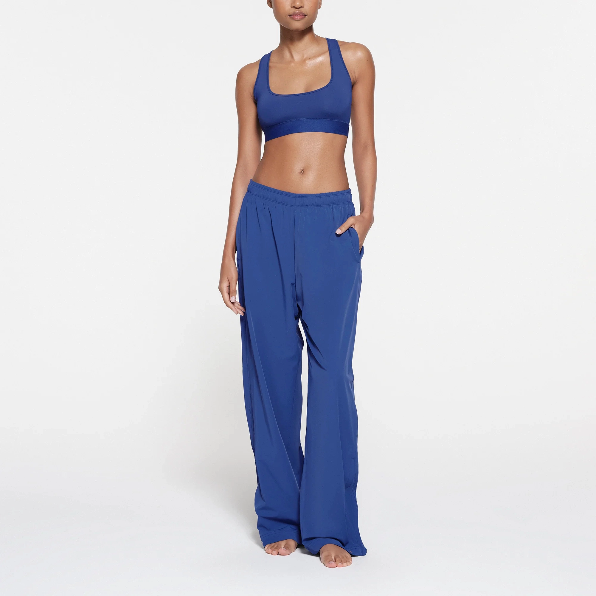 SKIMS TRACK WOVEN NYLON PANT COBALT