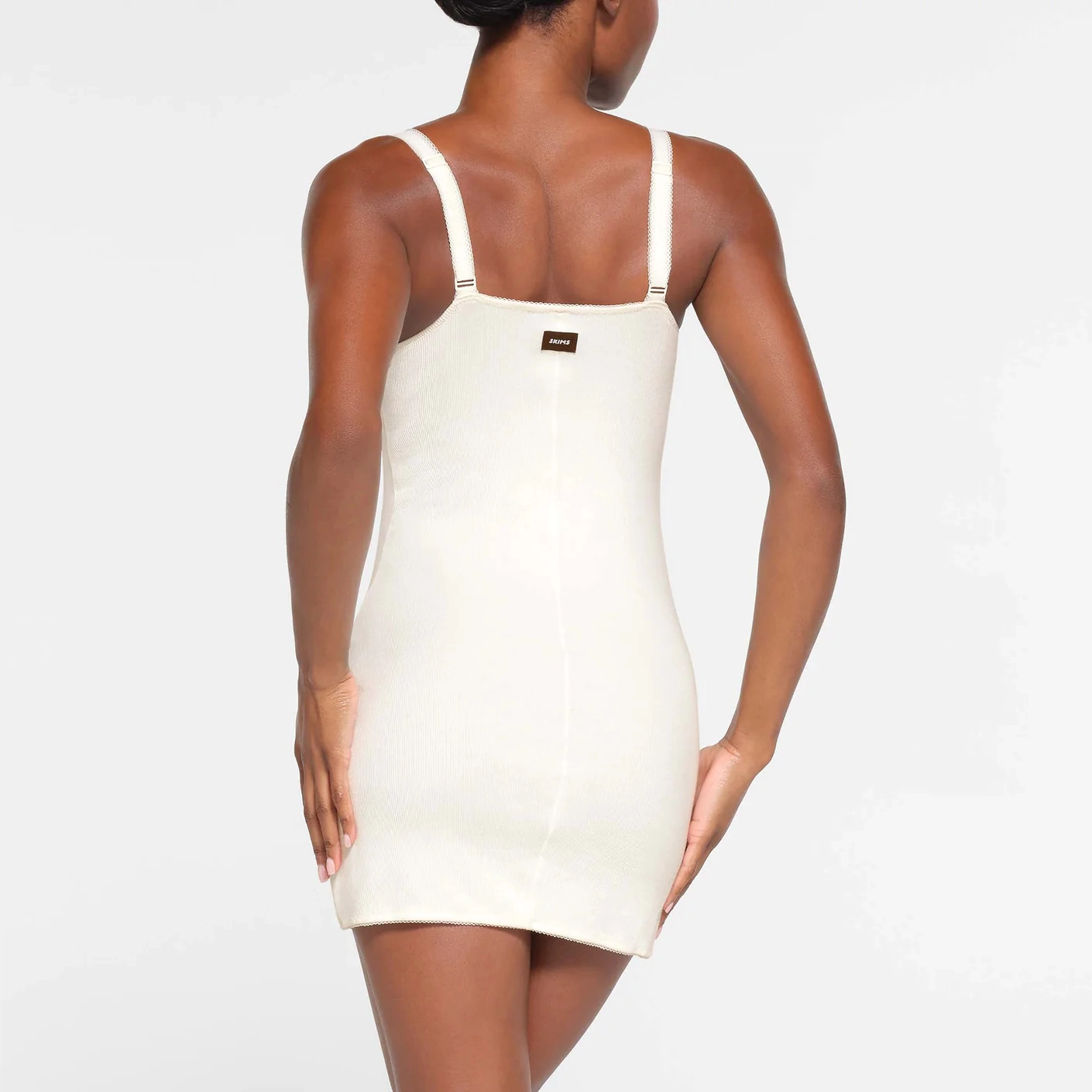 SKIMS COTTON RIB PICOT CAMI MINI DRESS MARBLE