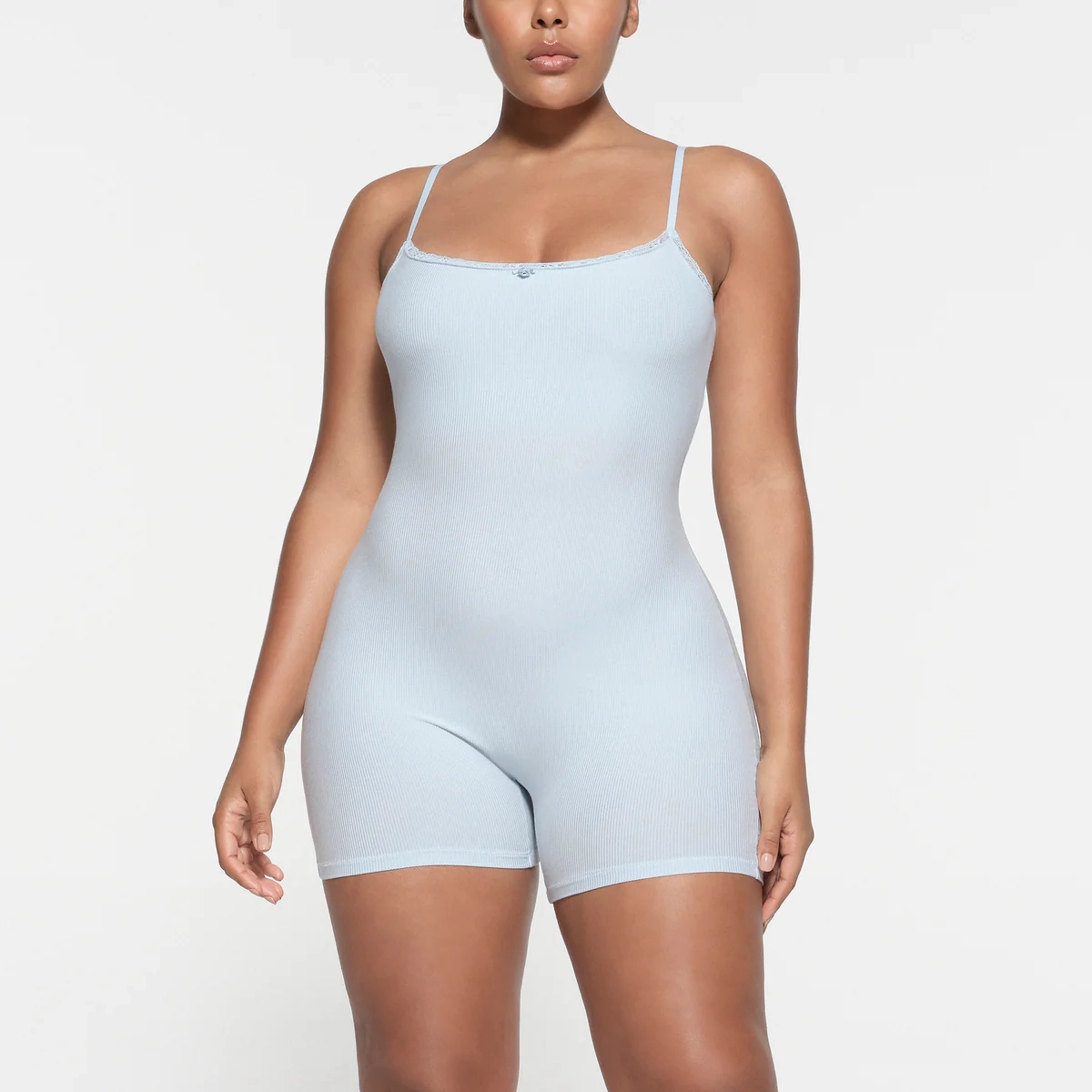 SKIMS SOFT LOUNGE LACE ONESIE CELESTE