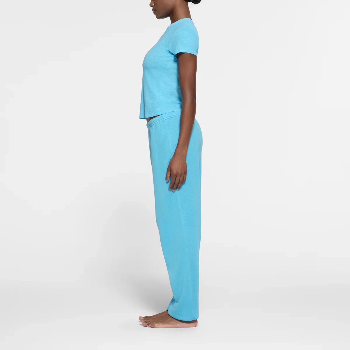 SKIMS WORN IN JERSEY T-SHIRT T CYAN