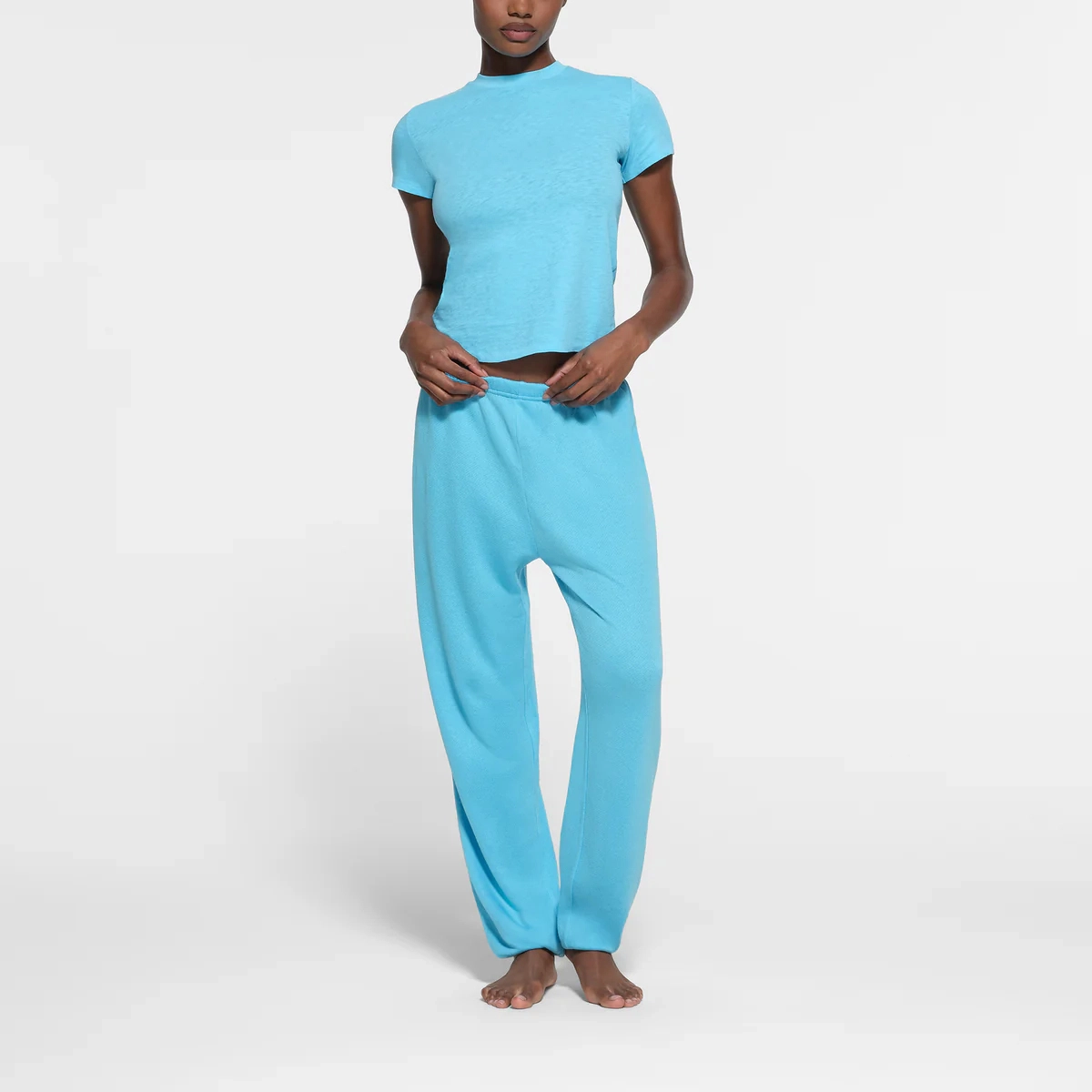 SKIMS WORN IN JERSEY T-SHIRT T CYAN