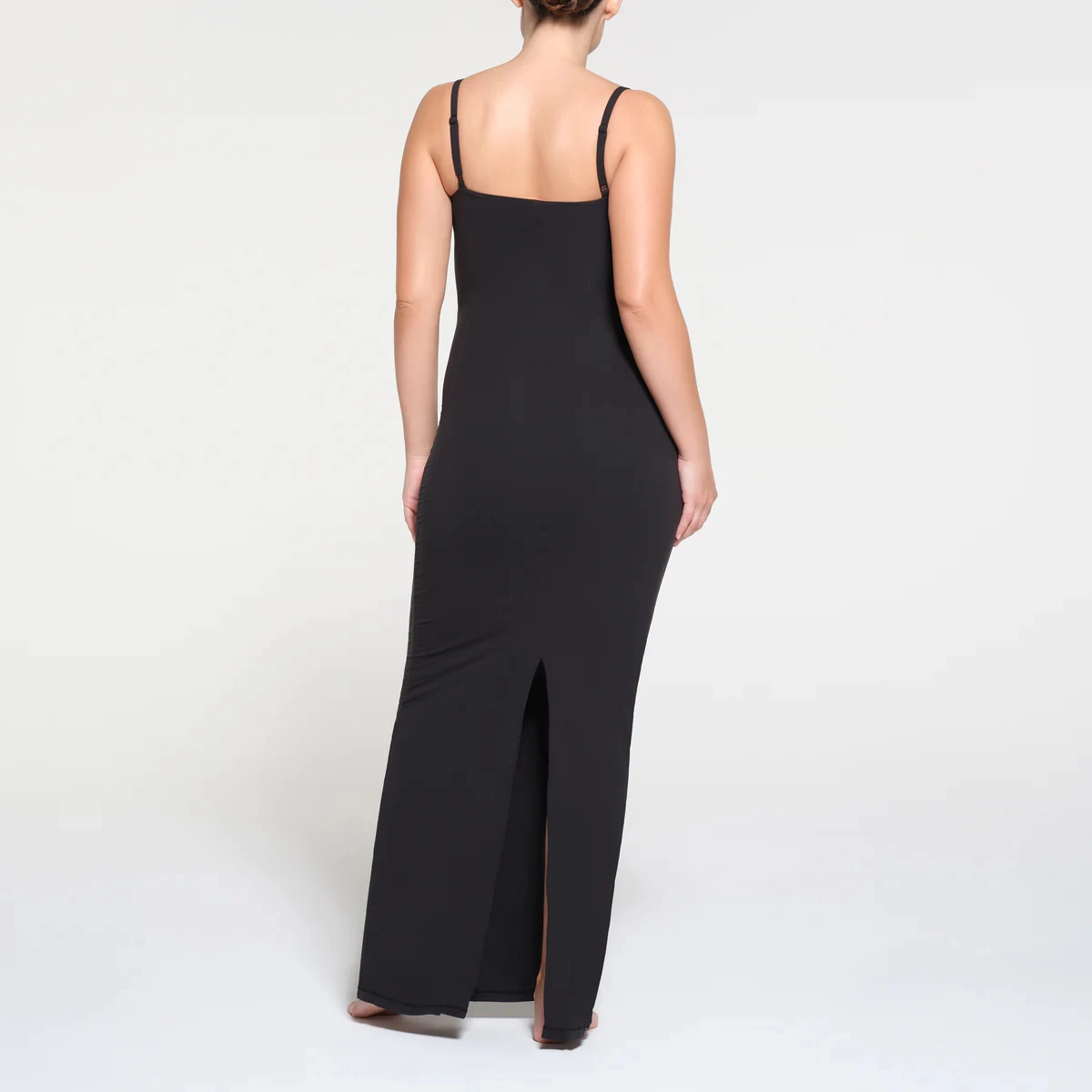 SKIMS FITS EVERYBODY MATERNITY LONG SLIP DRESS ONYX