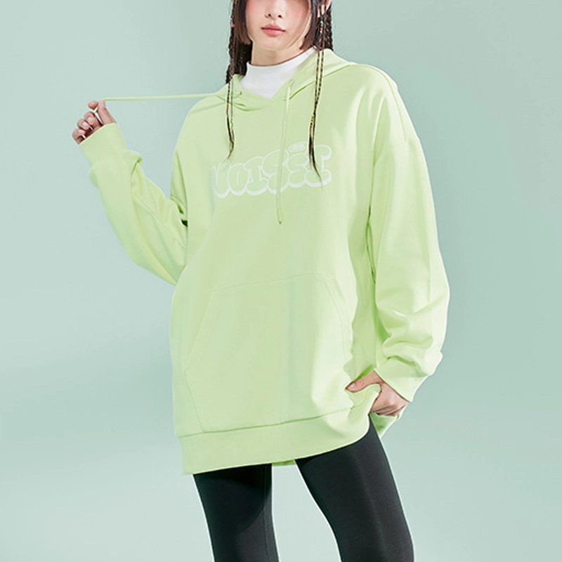 乔丹 质燥 字母印花休闲连帽套头长袖卫衣 女款 麦苗色