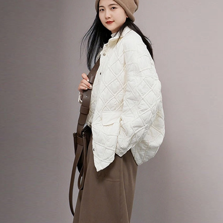 美洋 休闲纯色方领长袖棉服 女款 杏色