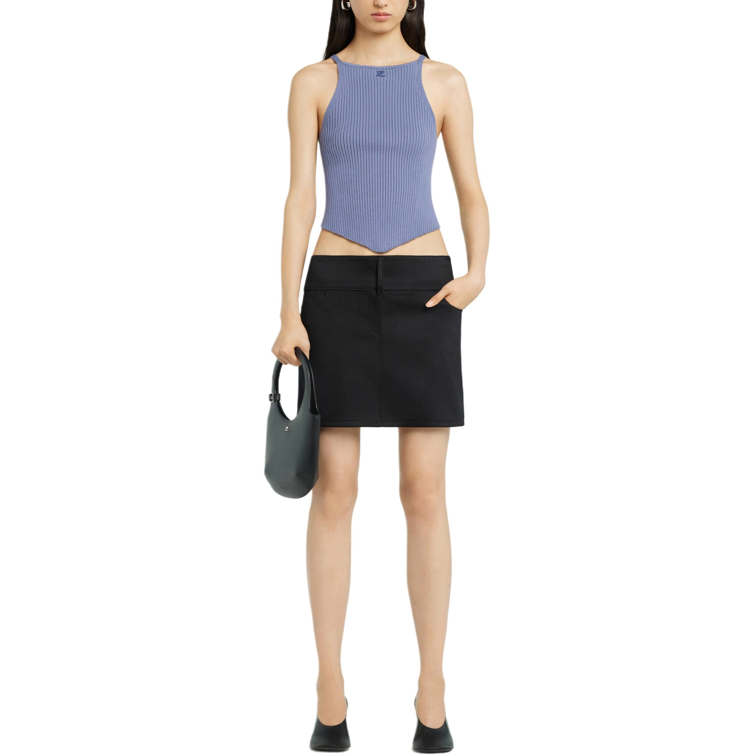 COURREGES SS25 POINTY RIB KNIT TANK TOP Dusk Blue