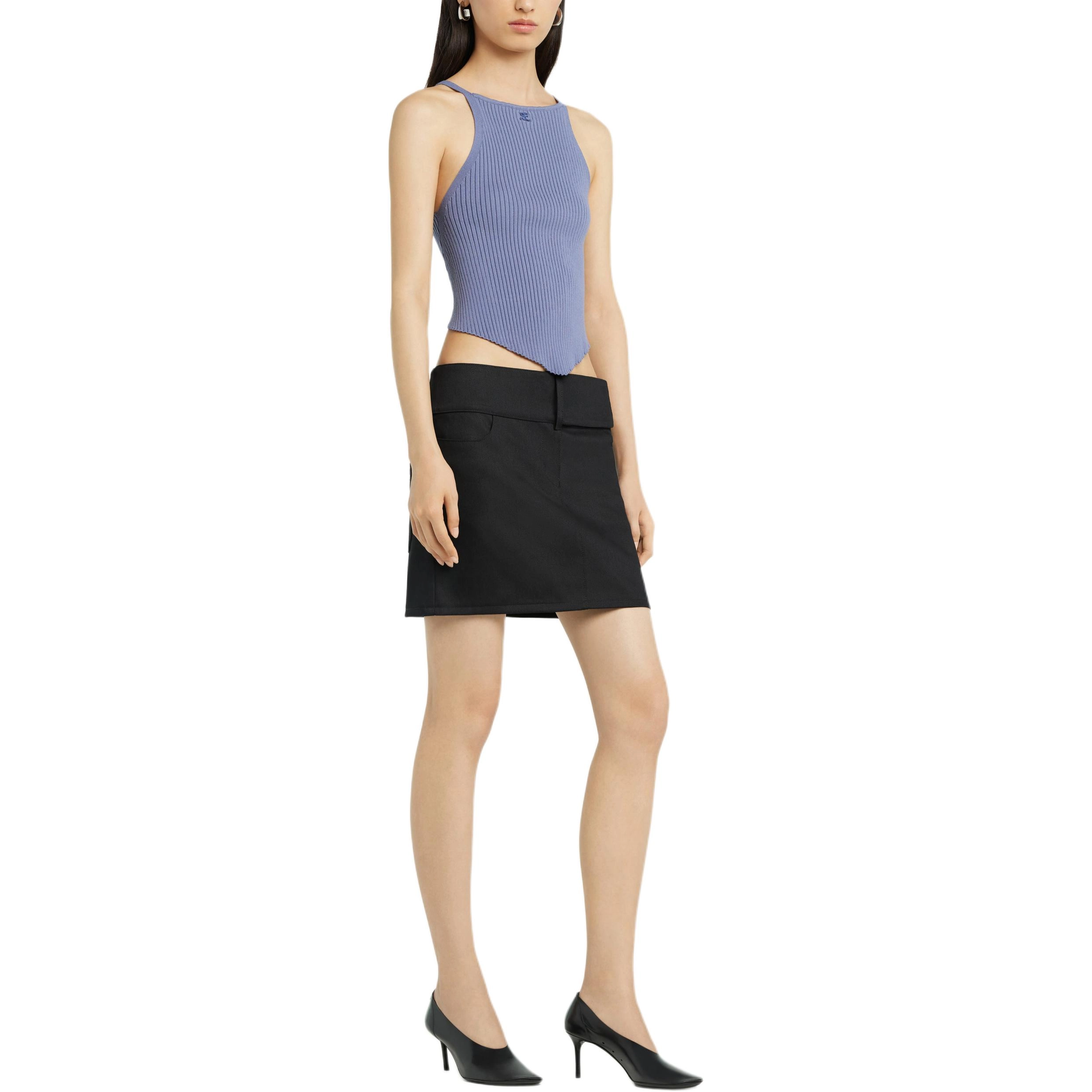 COURREGES SS25 POINTY RIB KNIT TANK TOP Dusk Blue