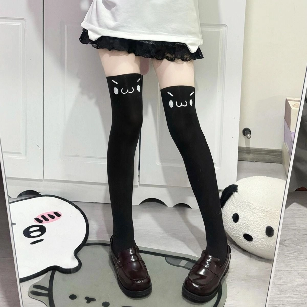 轻迎 可爱印花长筒过膝袜日系二次元丝袜 女款