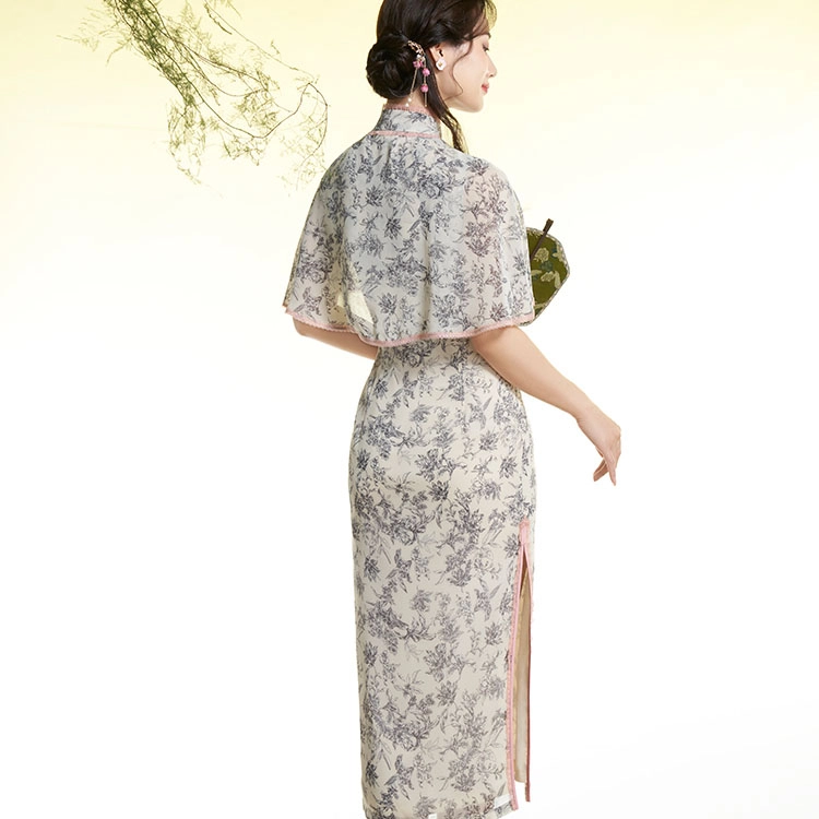四美子 新中式低开叉礼服旗袍 半浮生