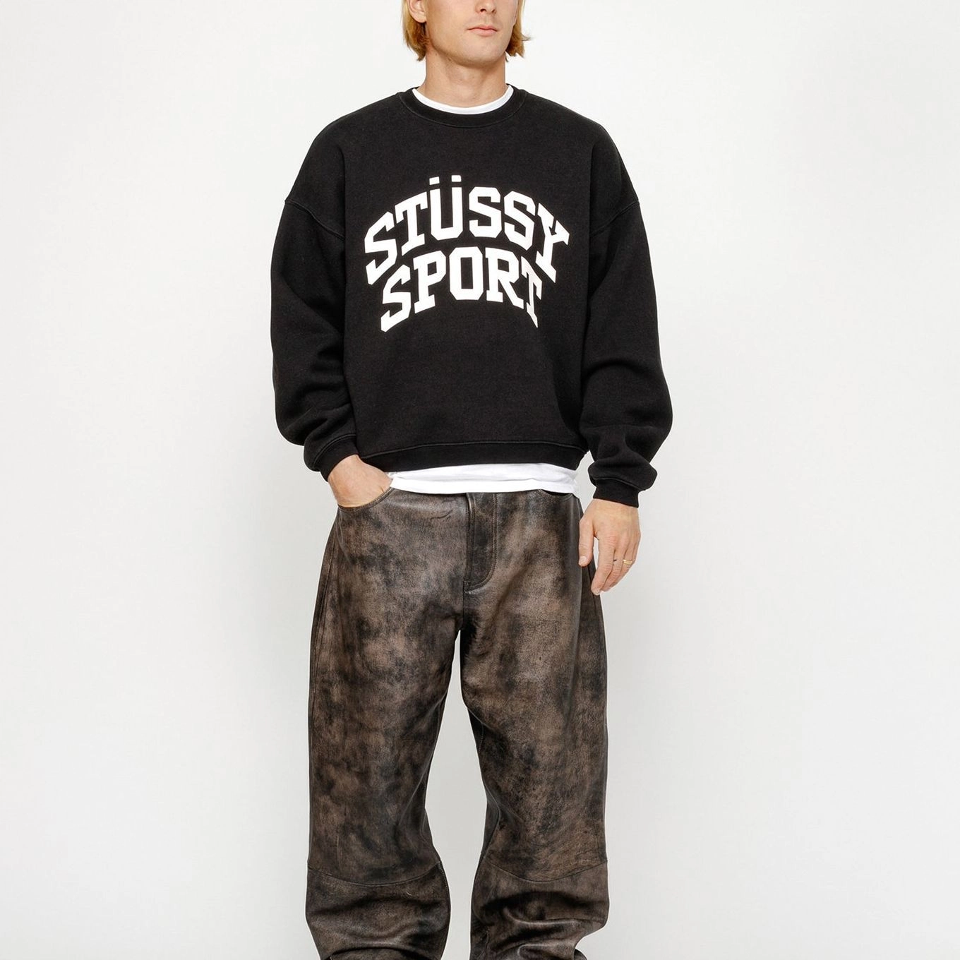 Stussy SS24 BIG CRACKLE SPORT CREW logo