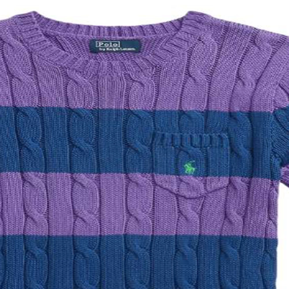 Polo Ralph Lauren Striped Cable-Knit Short-Sleeve Sweater