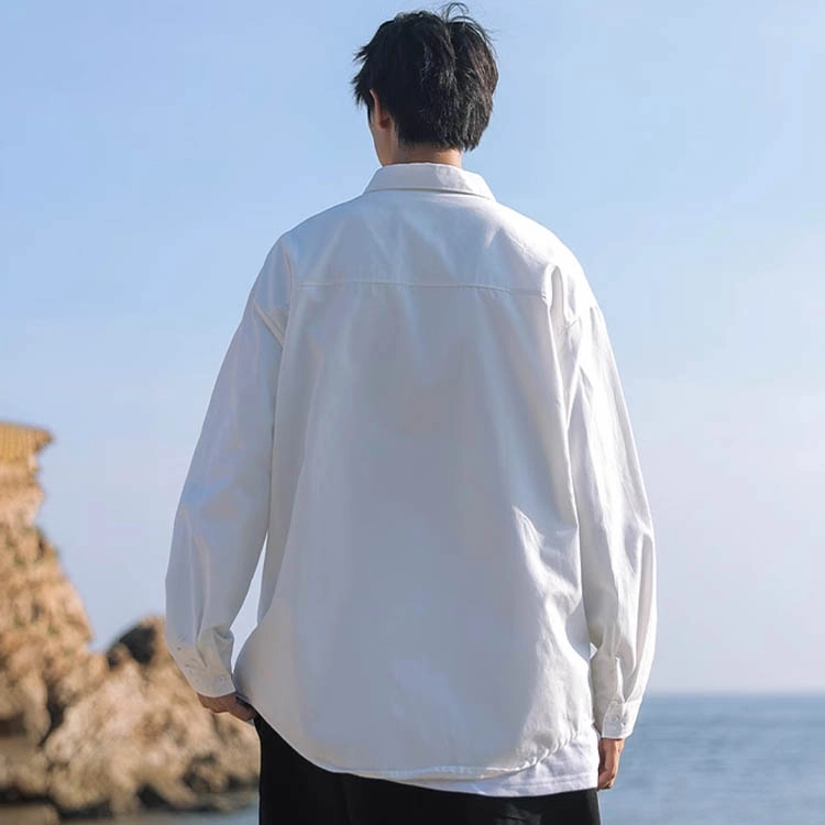 @港仔文艺男 纯色宽松工装长袖衬衫 男款
