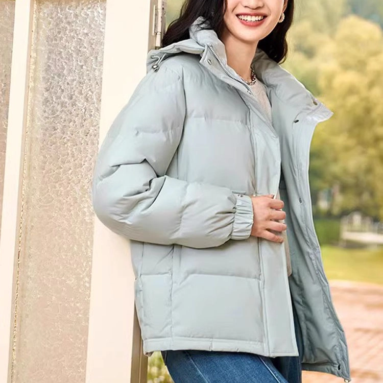 雅鹿 蓄热短款可脱卸帽纯色保暖羽绒服 女款
