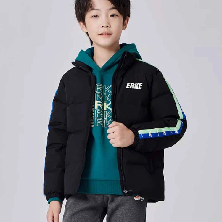 尔克儿童 童装 字母印花立领加厚保暖羽绒服 男童
