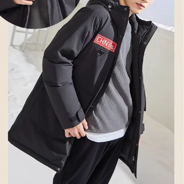 乔丹 男子训练系列 连帽字母印花防水保暖运动外套羽绒服 男款 黑色