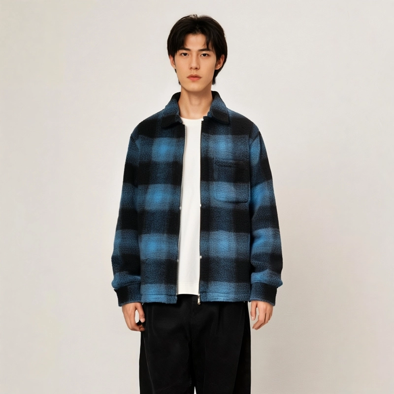 Stussy SS22 Shadow Plaid Sherpa Zip Shirt