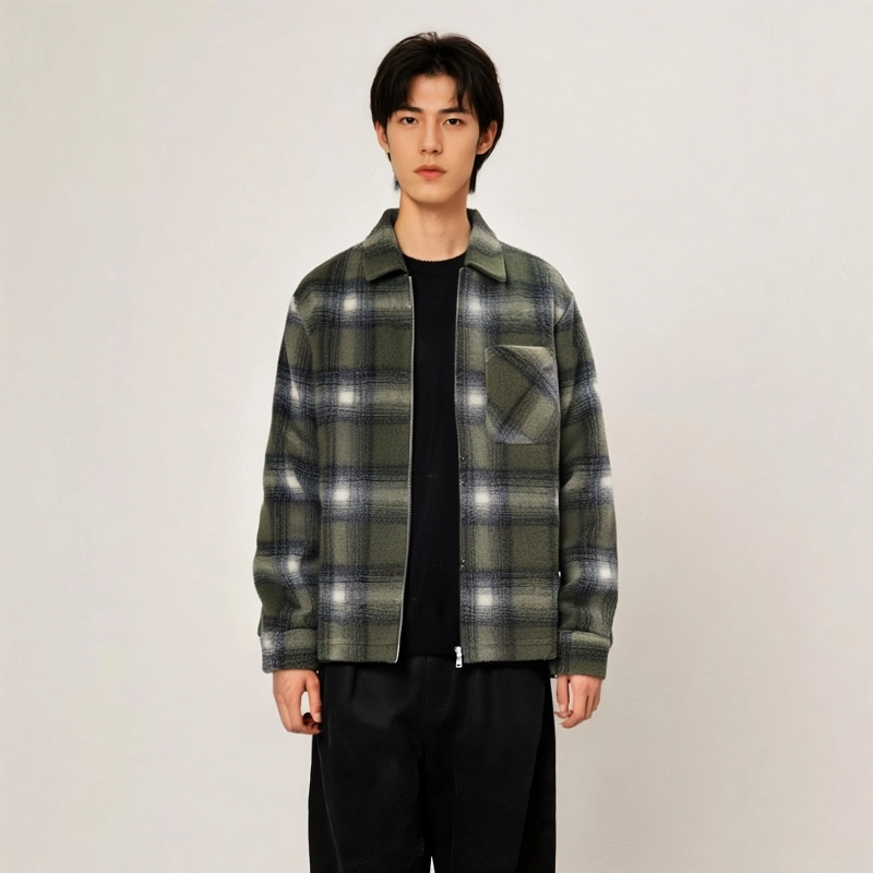 Stussy SS22 Shadow Plaid Sherpa Zip Shirt