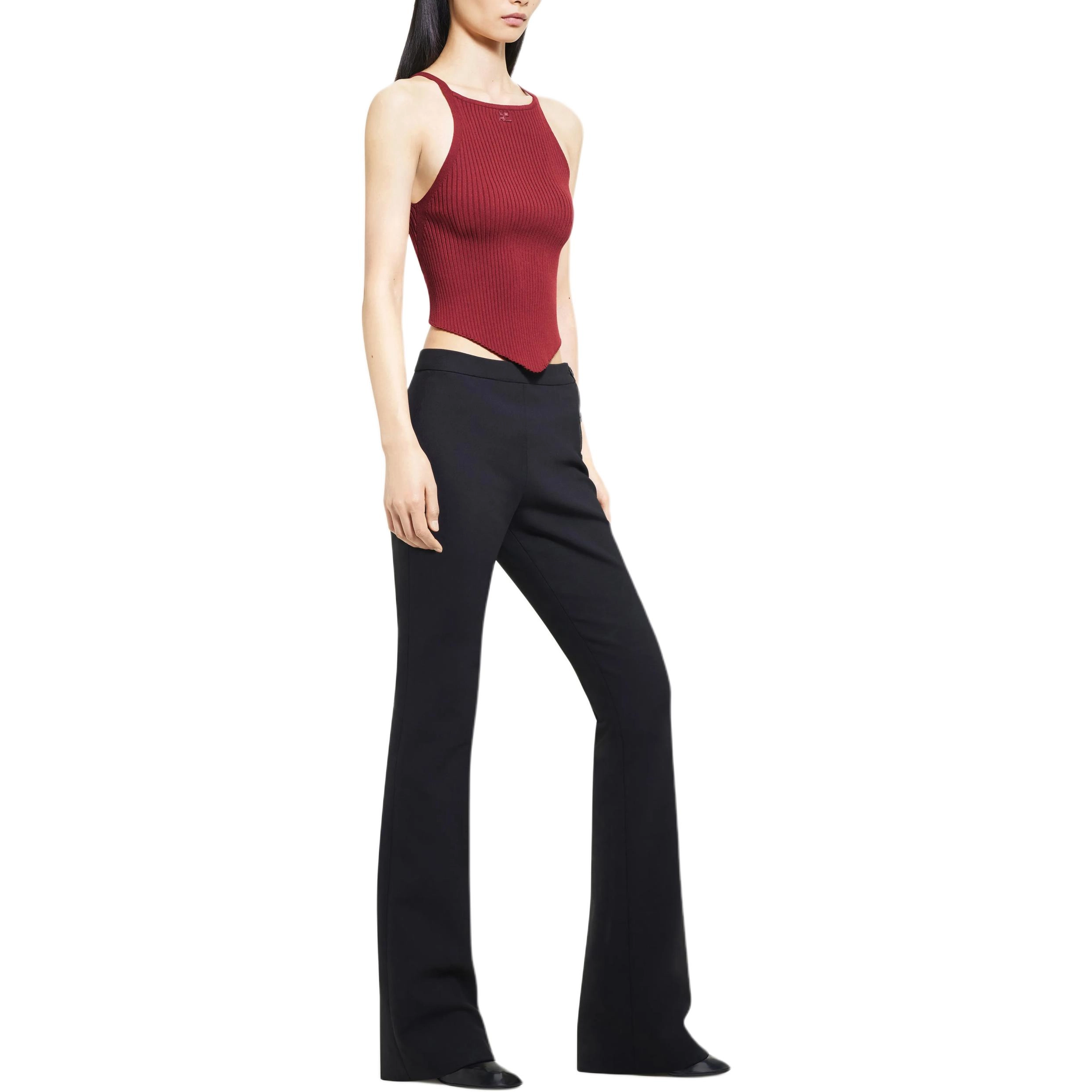 COURREGES POINTY RIB KNIT TANK TOP Grenat