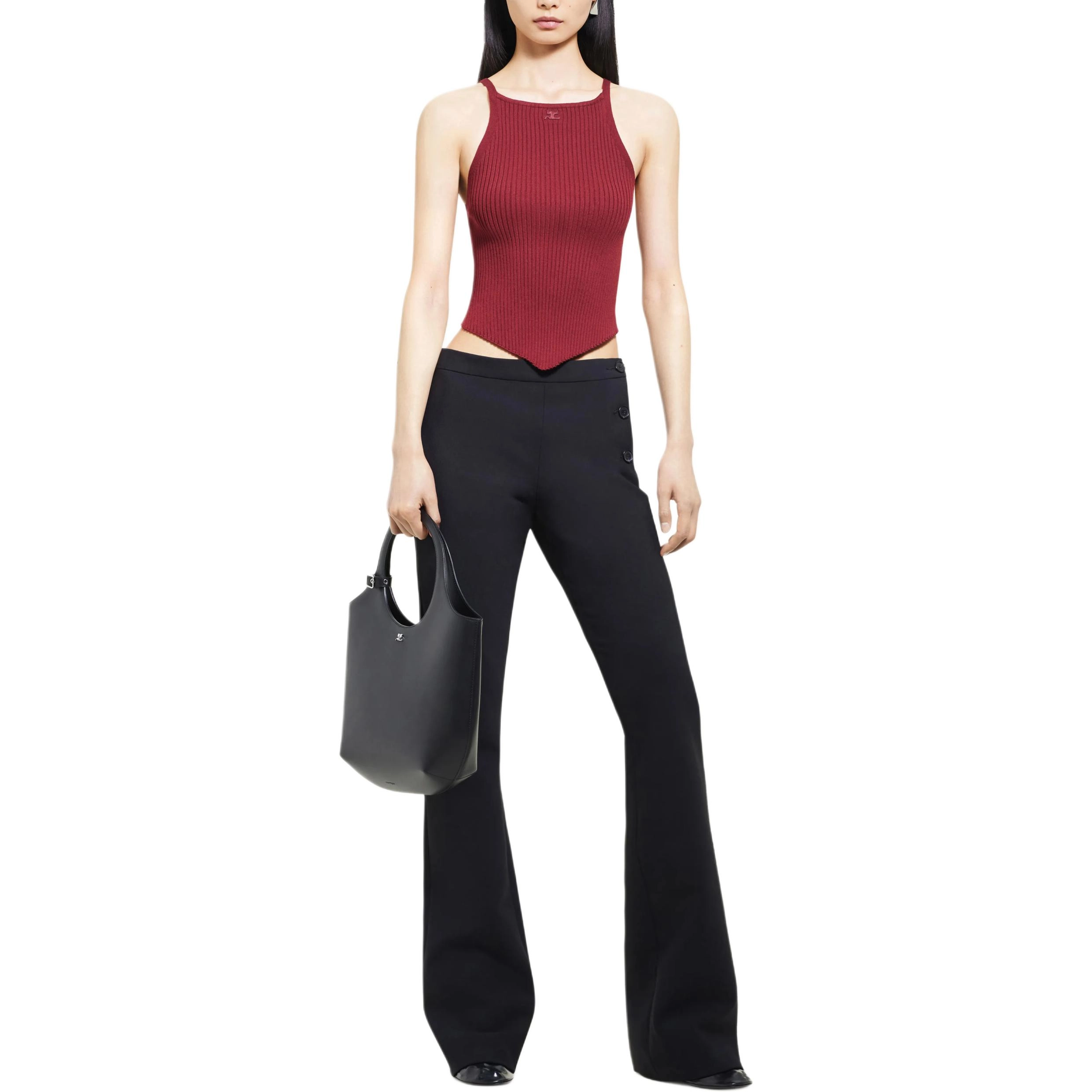 COURREGES POINTY RIB KNIT TANK TOP Grenat