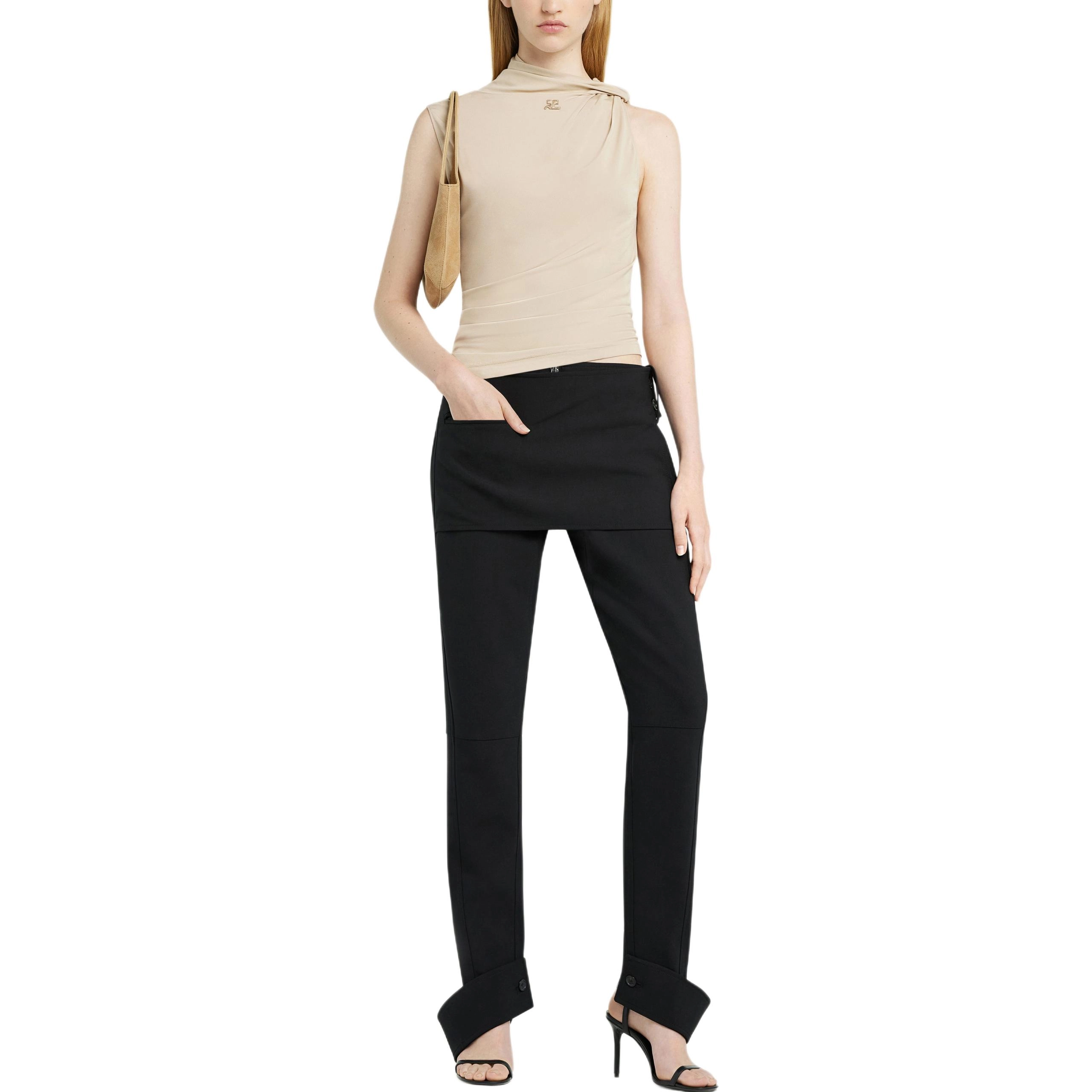 COURREGES SS25 OVERSKIRT PANTS BLACK