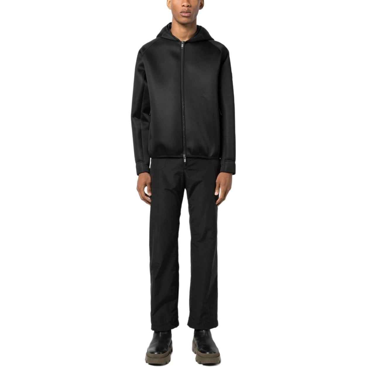 Moncler Neoprene Zip-Up Hoodie