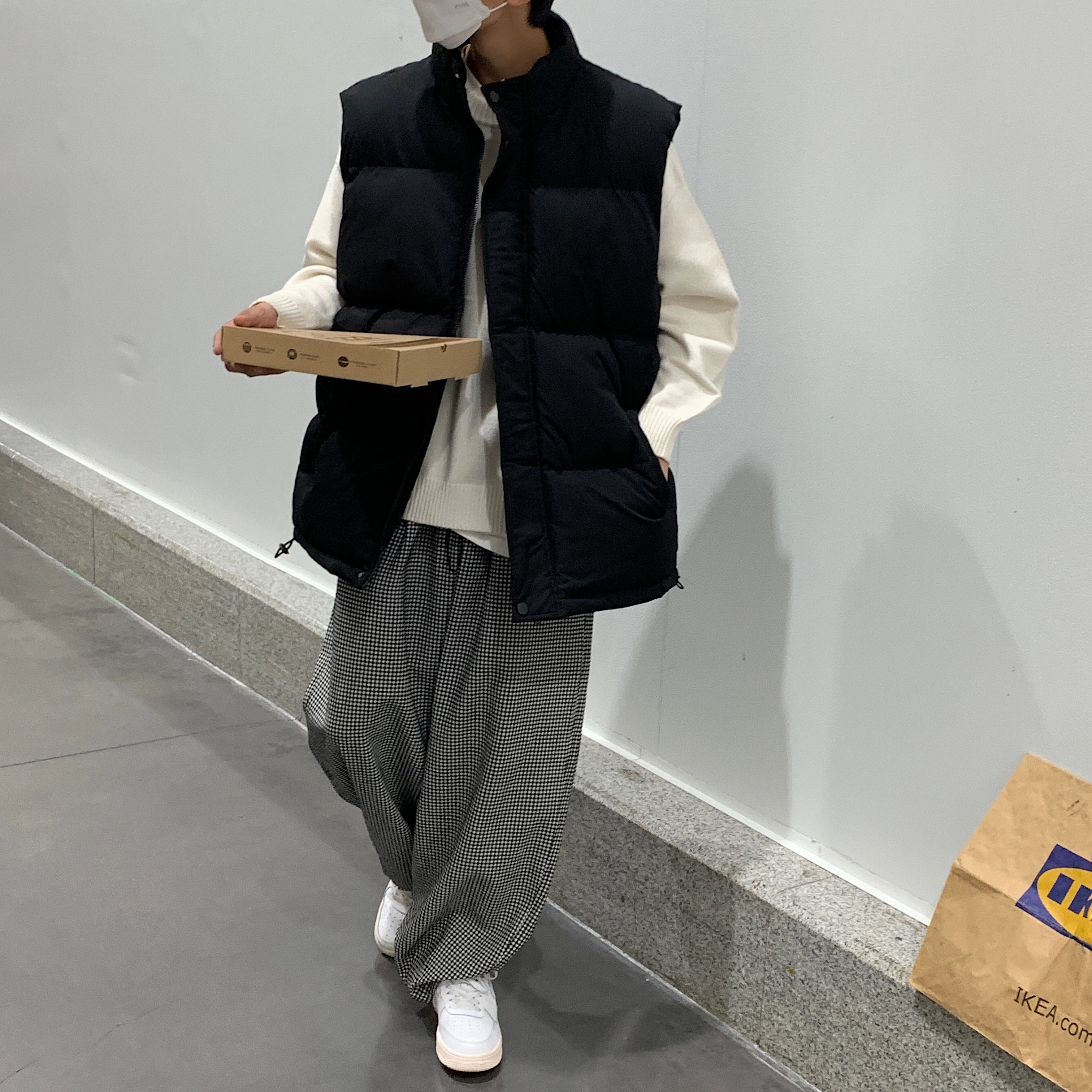 寻星记 美式潮流宽松保暖休闲百搭立领夹棉外套马甲 男女同款