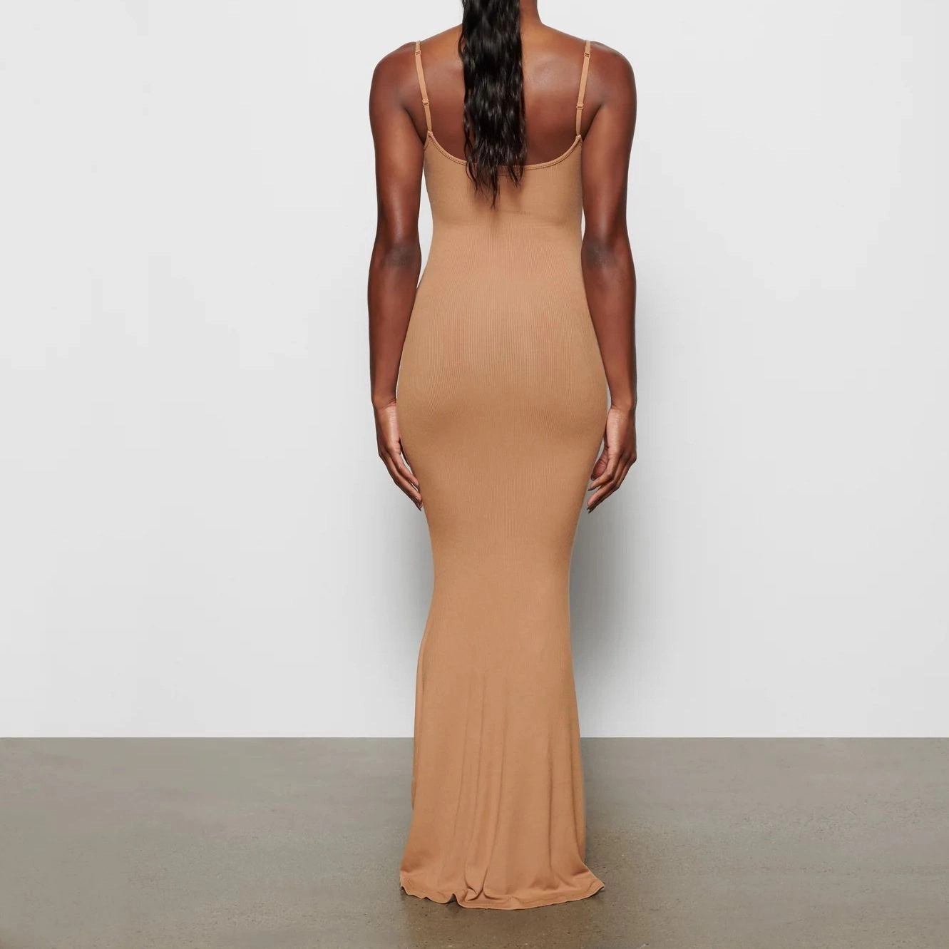 SKIMS SOFT LOUNGE LONG SLIP DRESS CAMEL