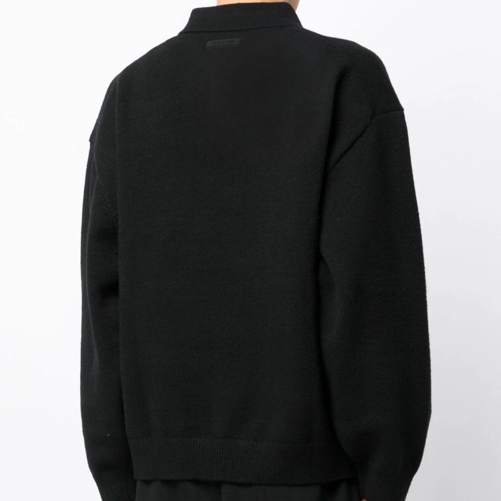 Fear of God Essentials The Black Collection Essentials Knit Polo Jet Black LogoPolo