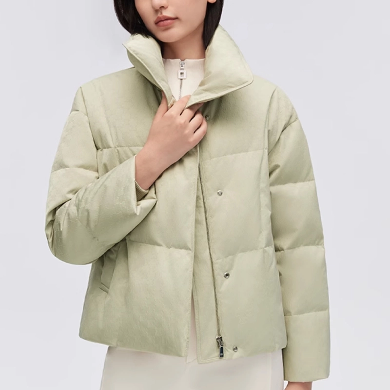 波司登 纯色翻领直筒拉链长袖羽绒服 女款
