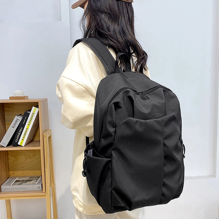 泰克森 韩版休闲简约质感纯色 尼龙 双肩包 男女同款情侣款 多色