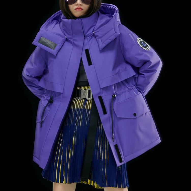 波司登 纯色拉链直筒加厚长袖羽绒服 女款 藤紫色