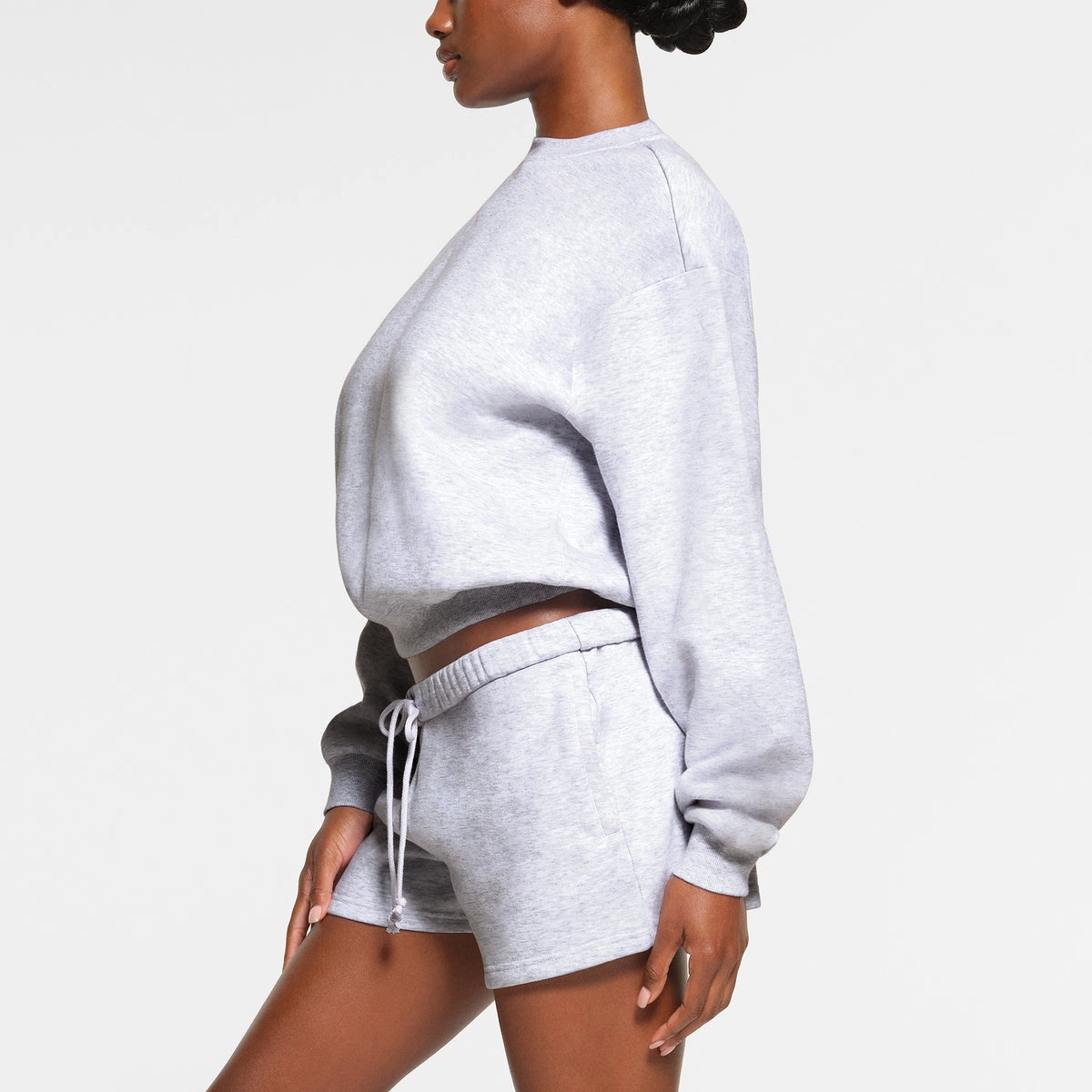 SKIMS COTTON FLEECE CLASSIC CREWNECK LIGHT HEATHER GREY